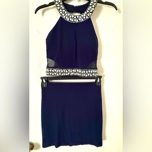 B. Darlin Navy Blue Halter 2 piece set